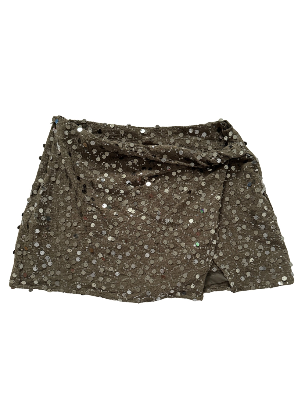 Khaki Sequin Mini Skort
