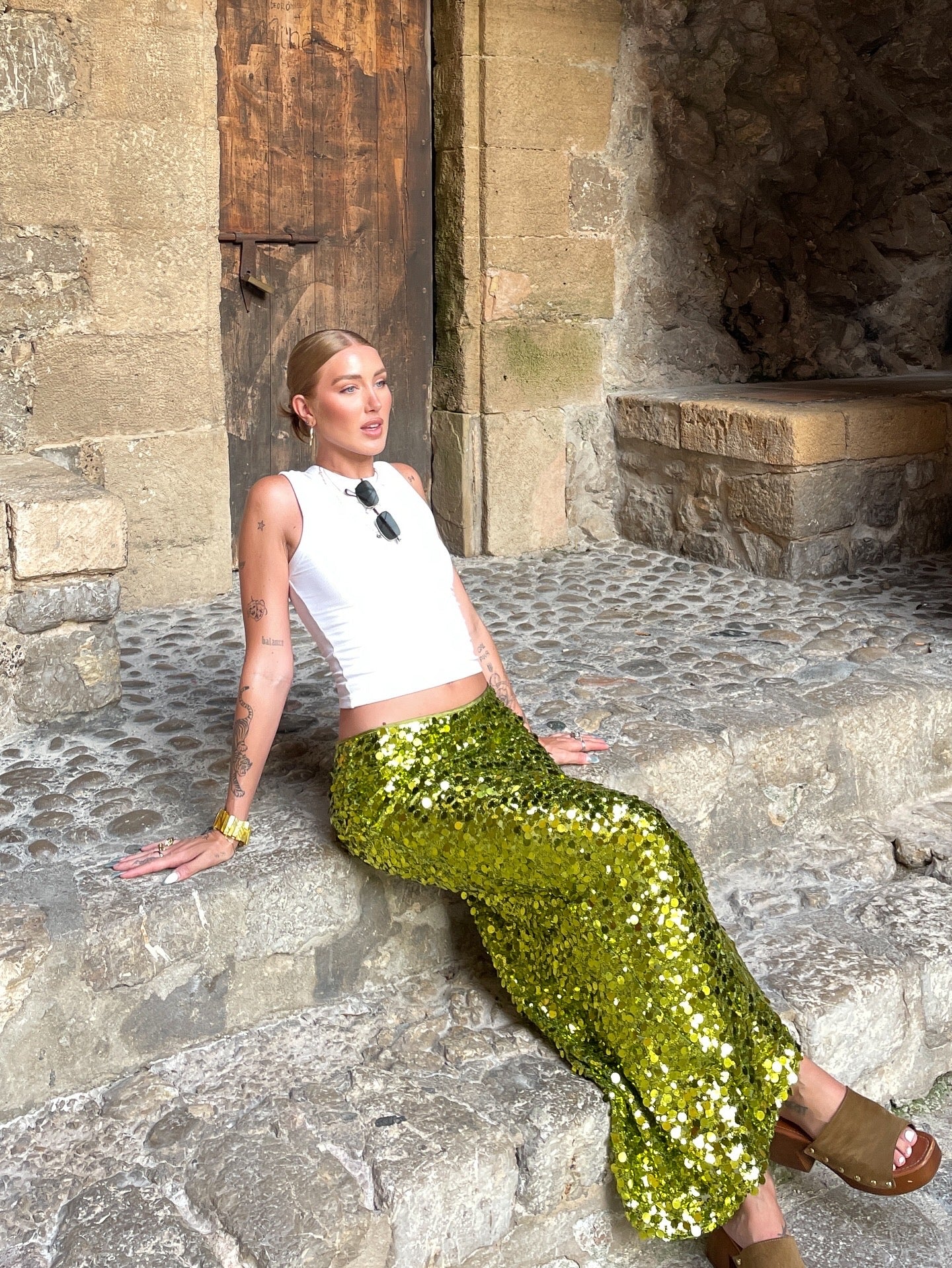Green Sequin Maxi Skirt - Available to Rent or Buy