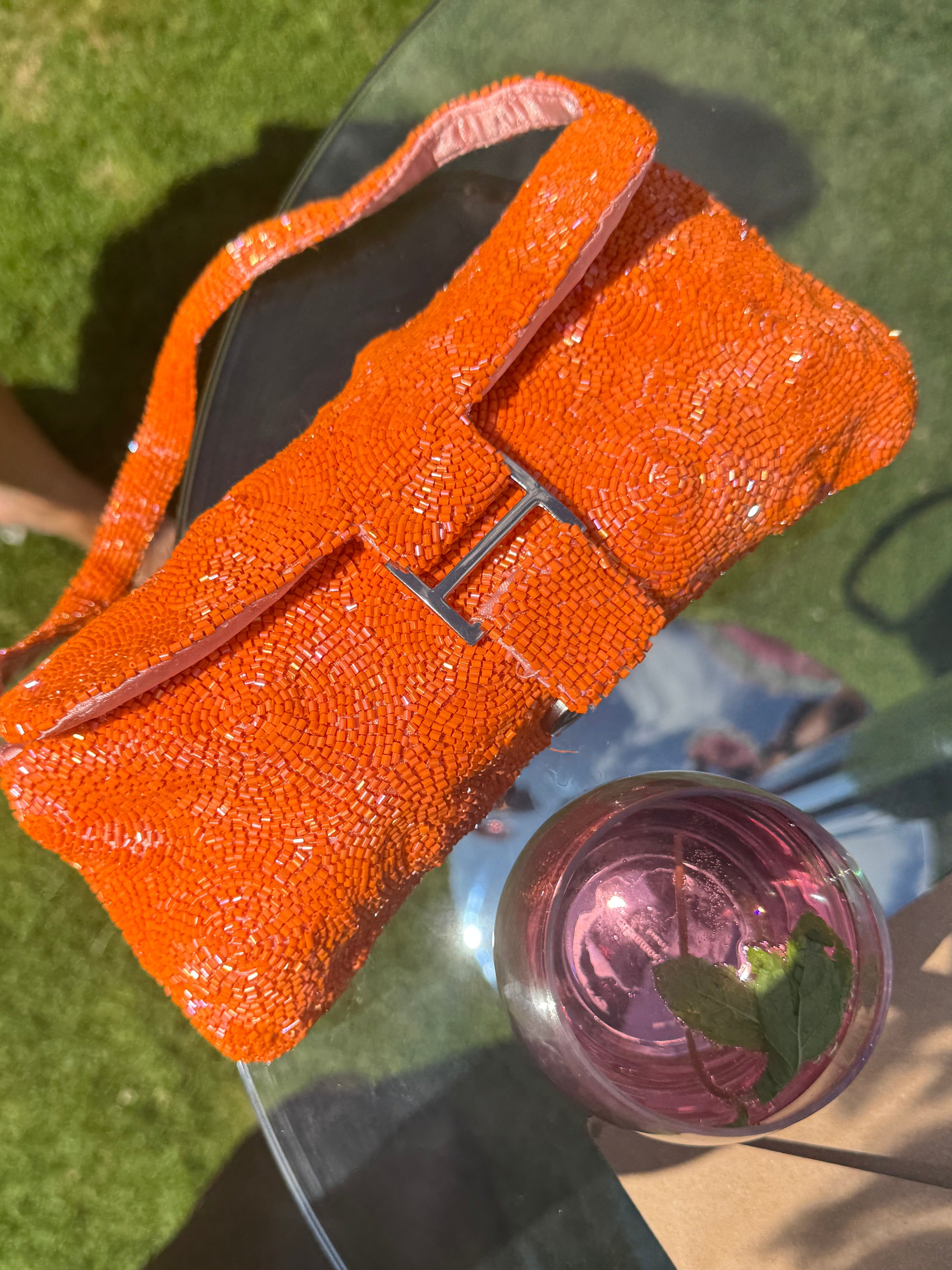 Beaded Orange Handbag
