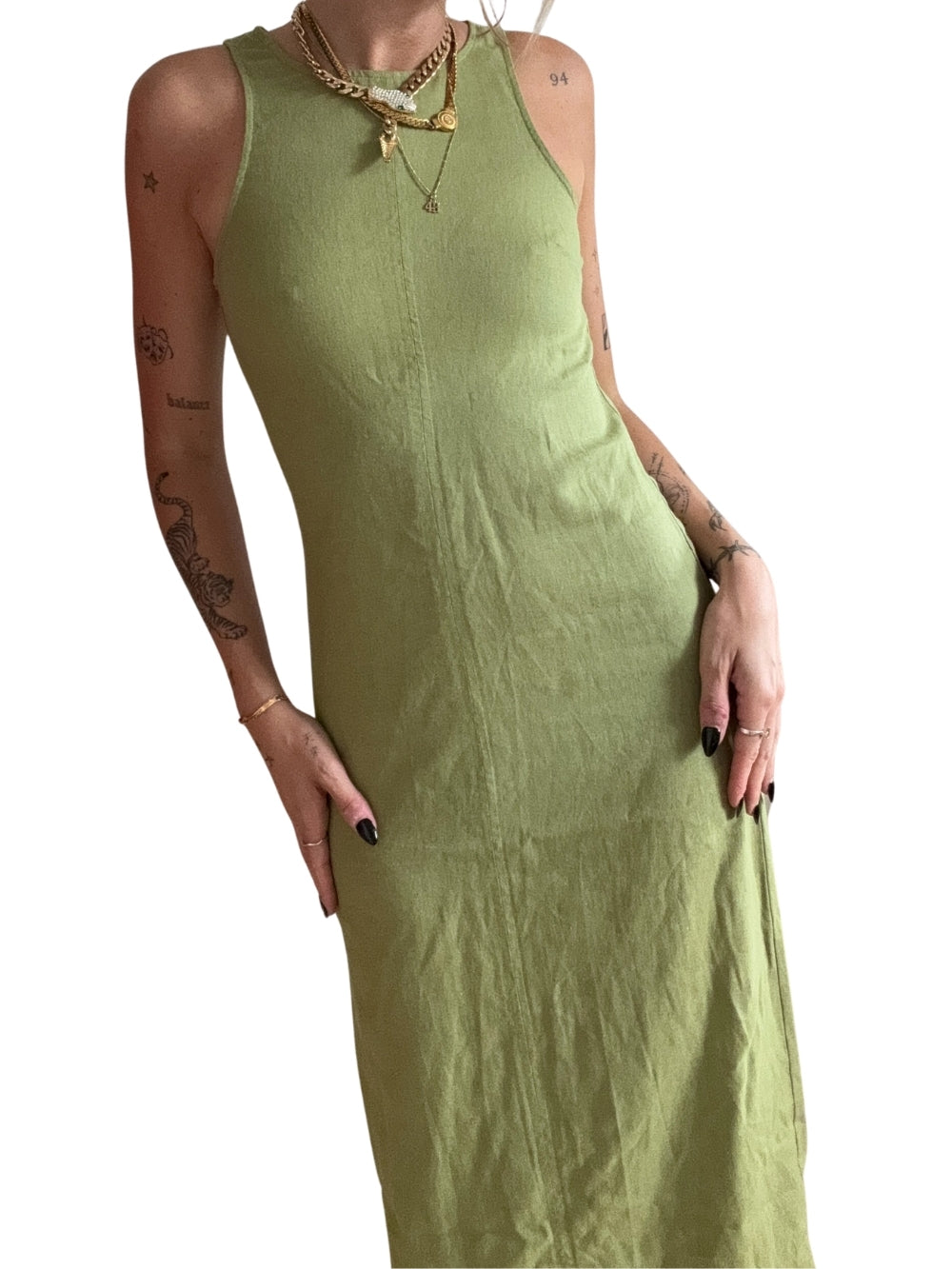 Linen Blend Midi Dress